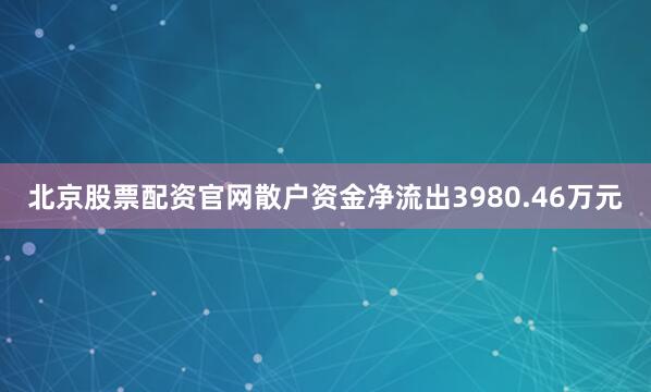 北京股票配资官网散户资金净流出3980.46万元