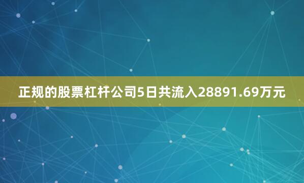 正规的股票杠杆公司5日共流入28891.69万元